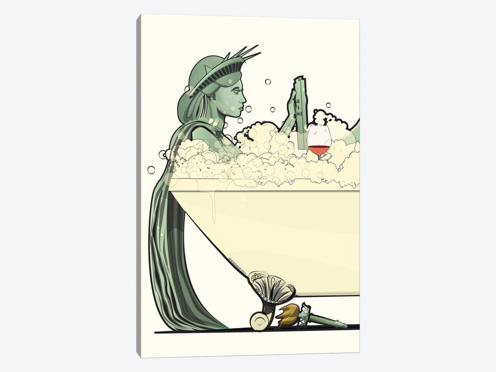 Statue Of Liberty In The Bath by WyattDesign 1-piece Canvas Art Print