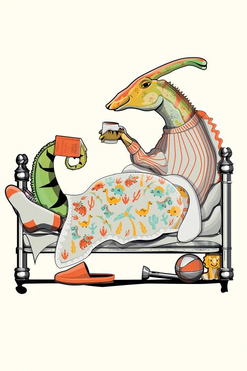 Parasaurolophus In Bed