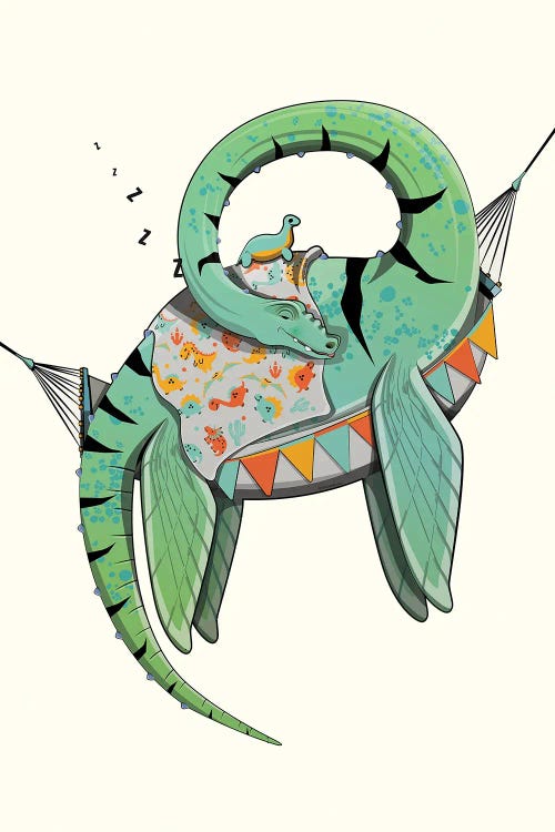 Plesiosaur Dinosaur In Bed