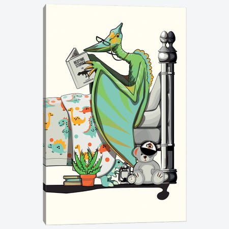 Dinosaur Pterodactyl In Bed Canvas Print #WYD136} by WyattDesign Art Print