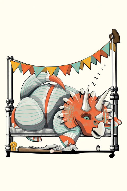 Dinosaur Triceratops In Bed
