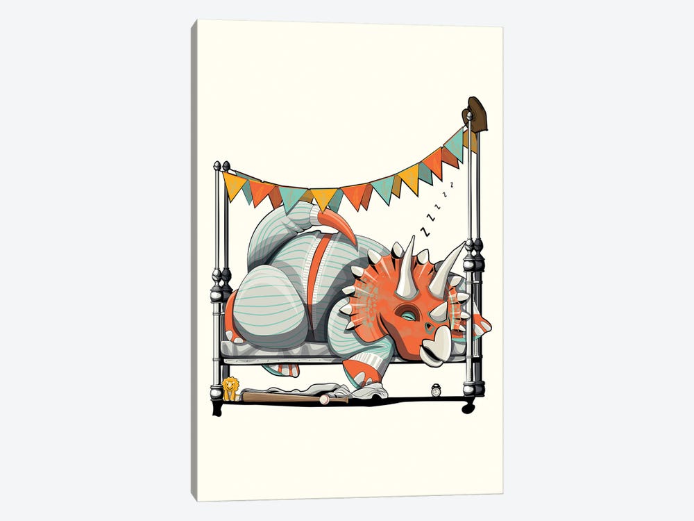 Dinosaur Triceratops In Bed by WyattDesign 1-piece Art Print