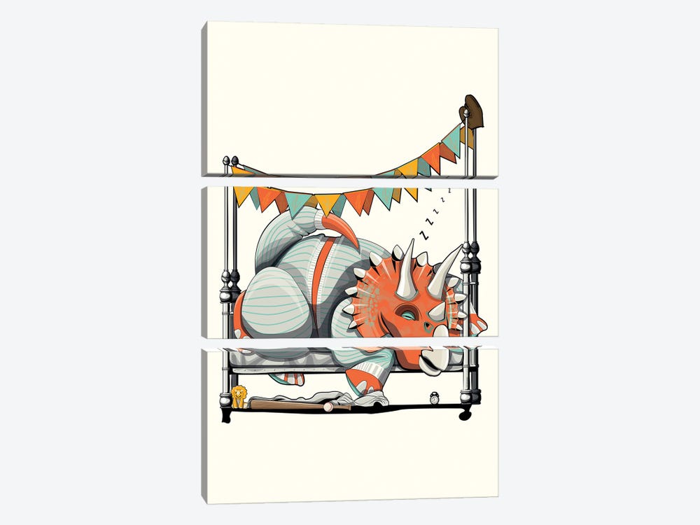 Dinosaur Triceratops In Bed by WyattDesign 3-piece Art Print