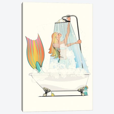 Mermaid In Shower Canvas Print #WYD138} by WyattDesign Canvas Wall Art