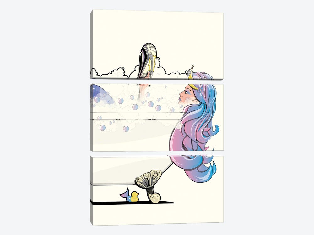 Mermaid In The Bath by WyattDesign 3-piece Canvas Art Print
