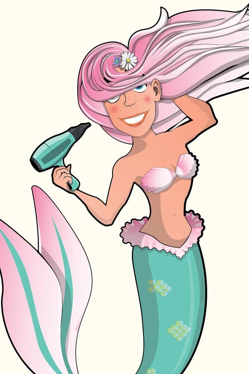 Mermaid Drying Hair by WyattDesign wall art