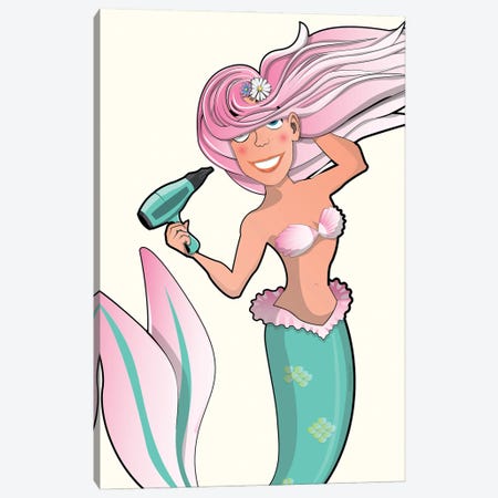 Mermaid Drying Hair Canvas Print #WYD140} by WyattDesign Canvas Print