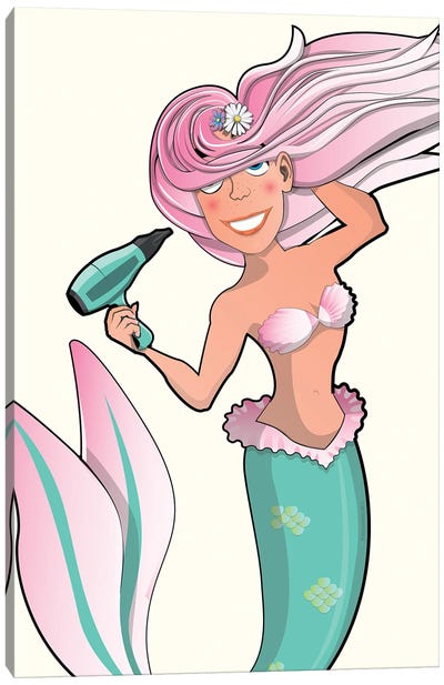 Mermaid Drying Hair Canvas Art Print - WyattDesign