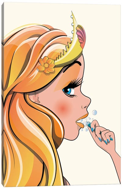 Mermaid Brushing Teeth Canvas Art Print - WyattDesign