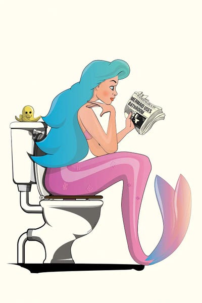 Bathroom Break: Mermaid On The Toilet by WyattDesign
