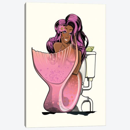 Mermaid Toilet Canvas Print #WYD146} by WyattDesign Canvas Art