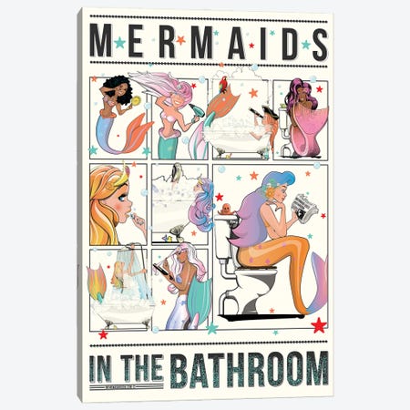 Mermaids In The Bathroom Canvas Print #WYD147} by WyattDesign Canvas Art