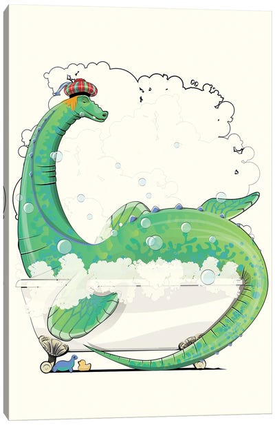 Loch Ness Monster In The Bath  Scottish Canvas Art Print