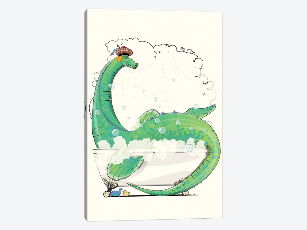 Loch Ness Monster In The Bath  Scottish by WyattDesign 1-piece Art Print