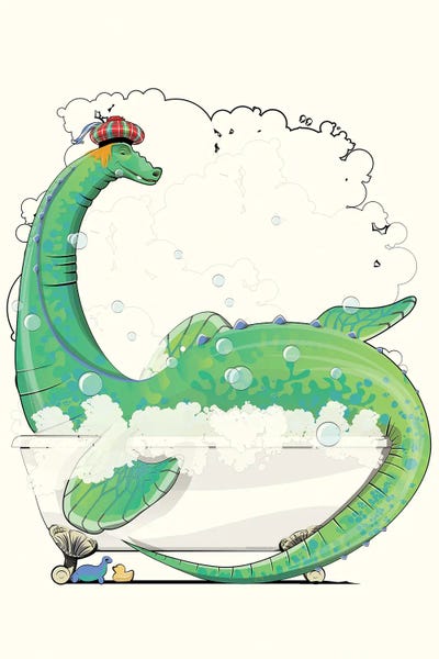 Loch Ness Monster: Loch Ness Monster In The Bath  Scottish by WyattDesign