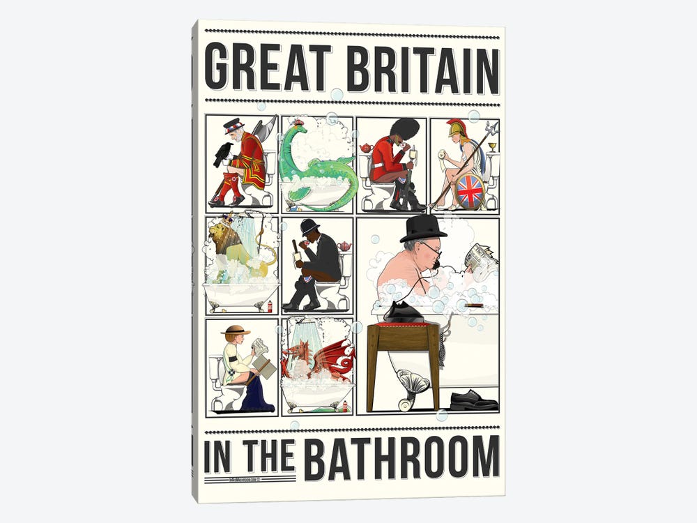Britain In The Bathroom by WyattDesign 1-piece Canvas Artwork