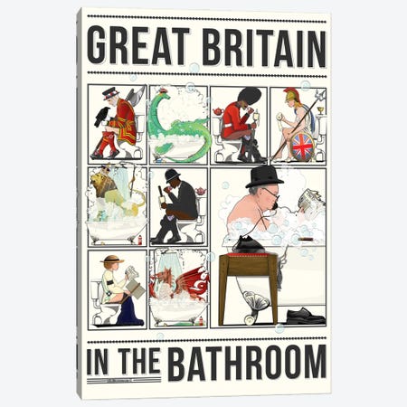 Britain In The Bathroom Canvas Print #WYD149} by WyattDesign Canvas Art Print