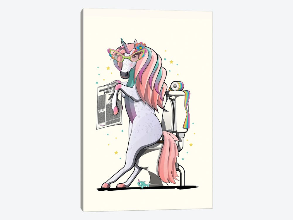 Unicorn On The Toilet by WyattDesign 1-piece Canvas Art Print