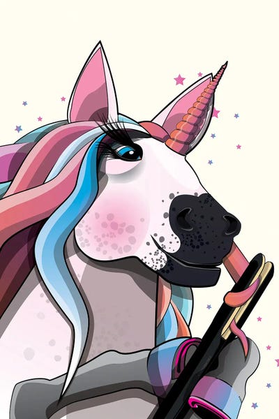 Unicorn Straightening Hair by WyattDesign art print