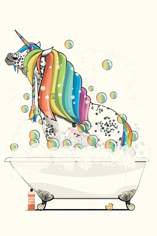 Rainbow Unicorn In The Bath