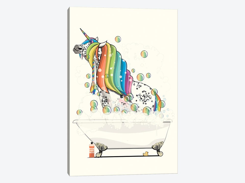 Rainbow Unicorn In The Bath by WyattDesign 1-piece Canvas Art