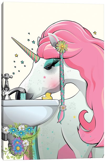 Unicorn Bathroom Canvas Art Print - Bathroom Break