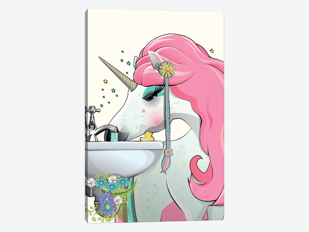 Unicorn Bathroom by WyattDesign 1-piece Canvas Art Print