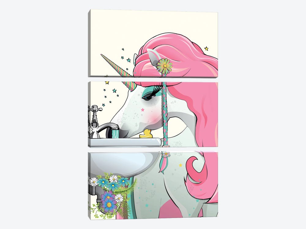 Unicorn Bathroom by WyattDesign 3-piece Canvas Art Print