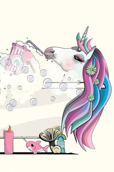 Unicorn In The Bath by WyattDesign art print