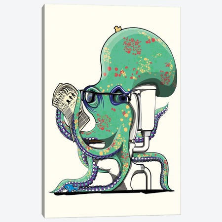 Octopus On The Toilet Canvas Print #WYD160} by WyattDesign Art Print