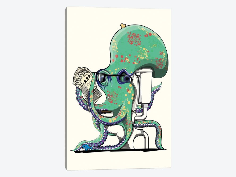 Octopus On The Toilet by WyattDesign 1-piece Canvas Art Print