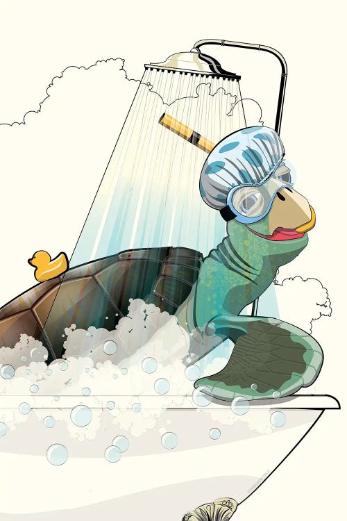 Turtle In The Bath by WyattDesign wall art