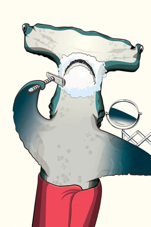 Hammer Head Shark Shaving by WyattDesign wall art