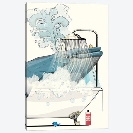 Blue Whale In The Bath Canvas Print #WYD164} by WyattDesign Canvas Artwork