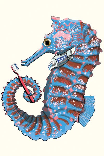 Seahorses: Seahorse Brushing Teeth by WyattDesign