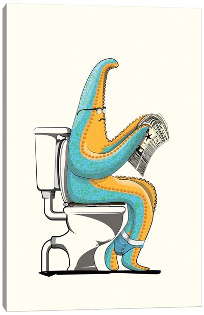 Starfish On The Toilet Canvas Art Print - Reading Art