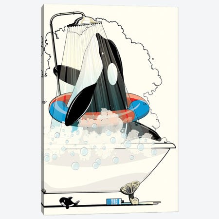Orca Killer Whale In The Bathtub Canvas Print #WYD168} by WyattDesign Art Print