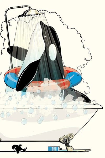Bathroom Break: Orca Killer Whale In The Bathtub by WyattDesign