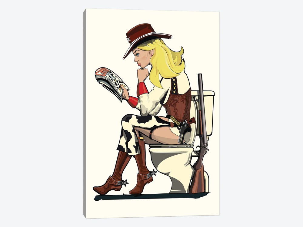 Cowgirl On The Toilet by WyattDesign 1-piece Art Print