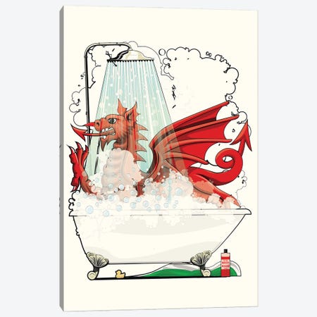 Welsh Dragon In The Bath Canvas Print #WYD171} by WyattDesign Canvas Artwork