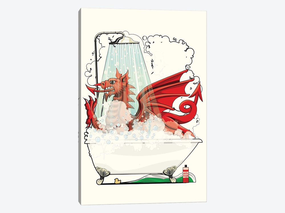 Welsh Dragon In The Bath by WyattDesign 1-piece Canvas Art Print
