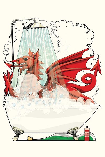 Dragons: Welsh Dragon In The Bath by WyattDesign