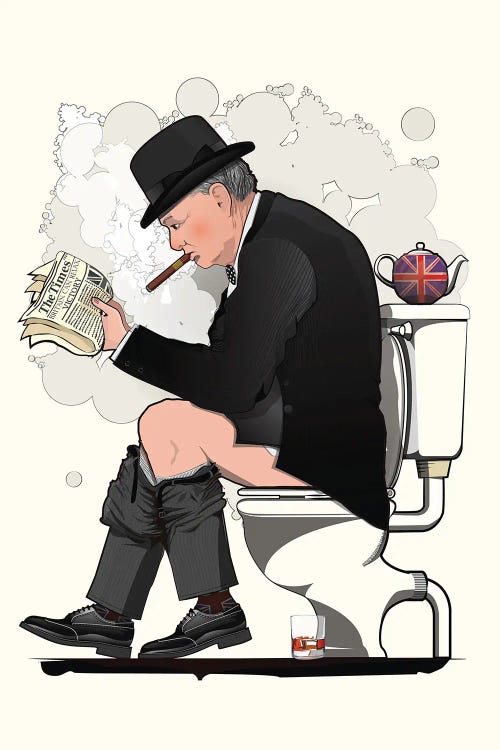 Winston Churchill On The Toilet