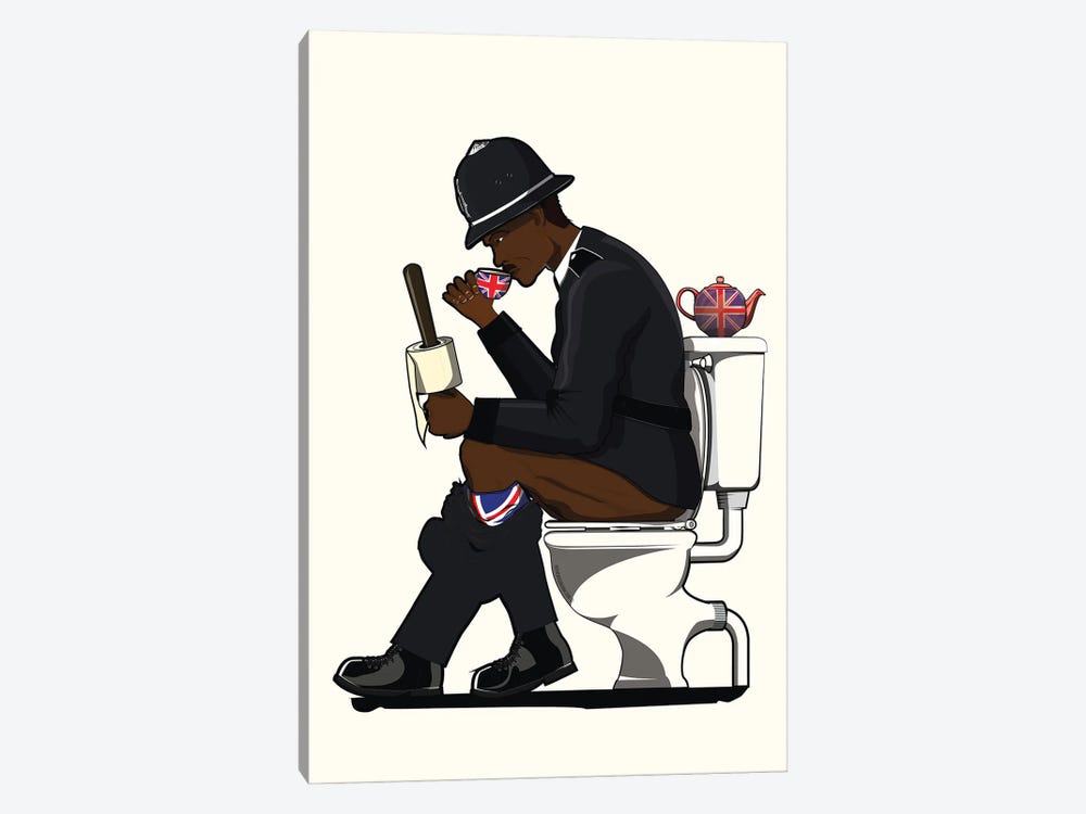 British Police Officer On The Toilet by WyattDesign 1-piece Canvas Art Print