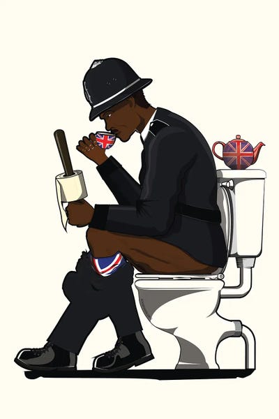 British Police Officer On The Toilet