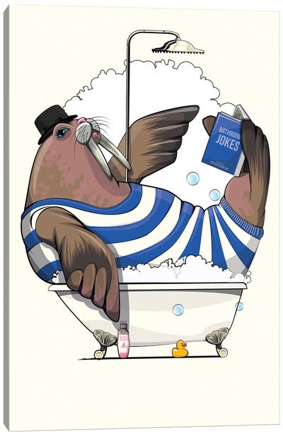 Walrus In The Bathtub Canvas Art Print - Walruses