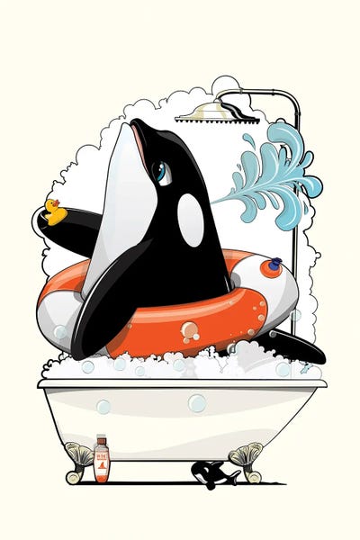 Orca Killer Whale In The Bath by WyattDesign canvas print
