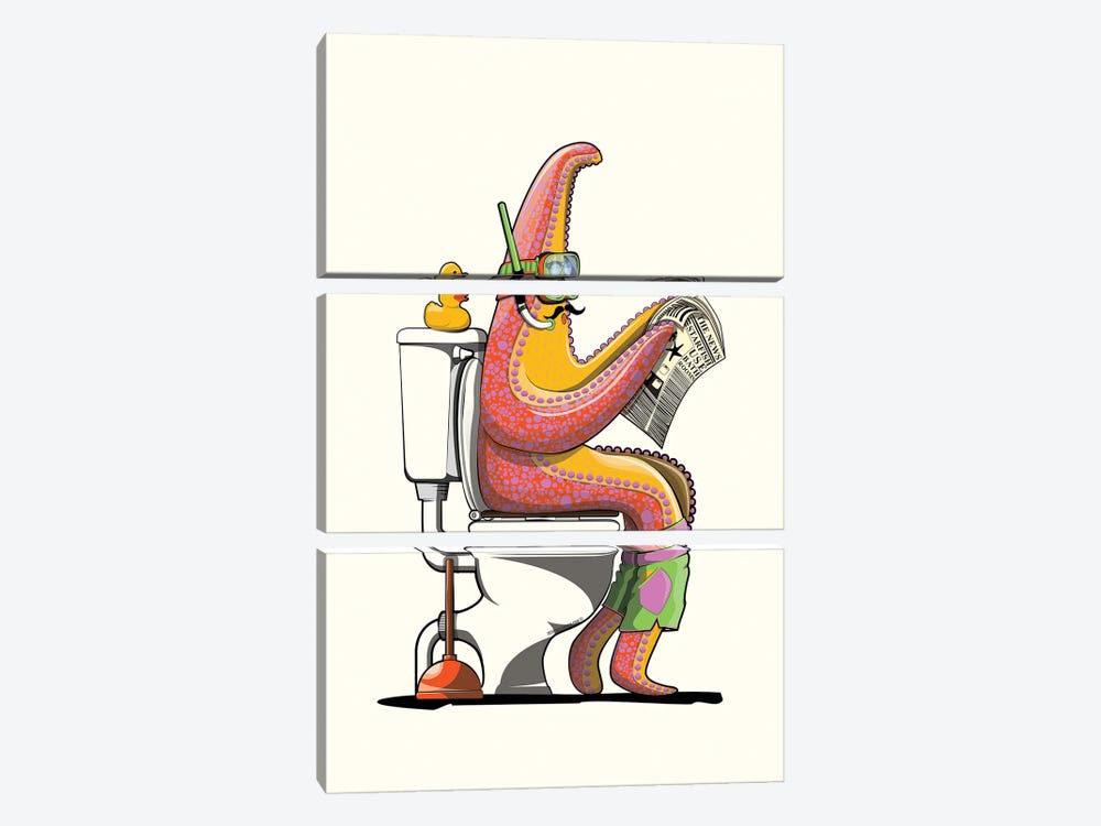 Starfish On The Toilet by WyattDesign 3-piece Canvas Print