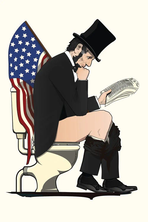 Abraham Lincoln On The Toilet by WyattDesign wall art