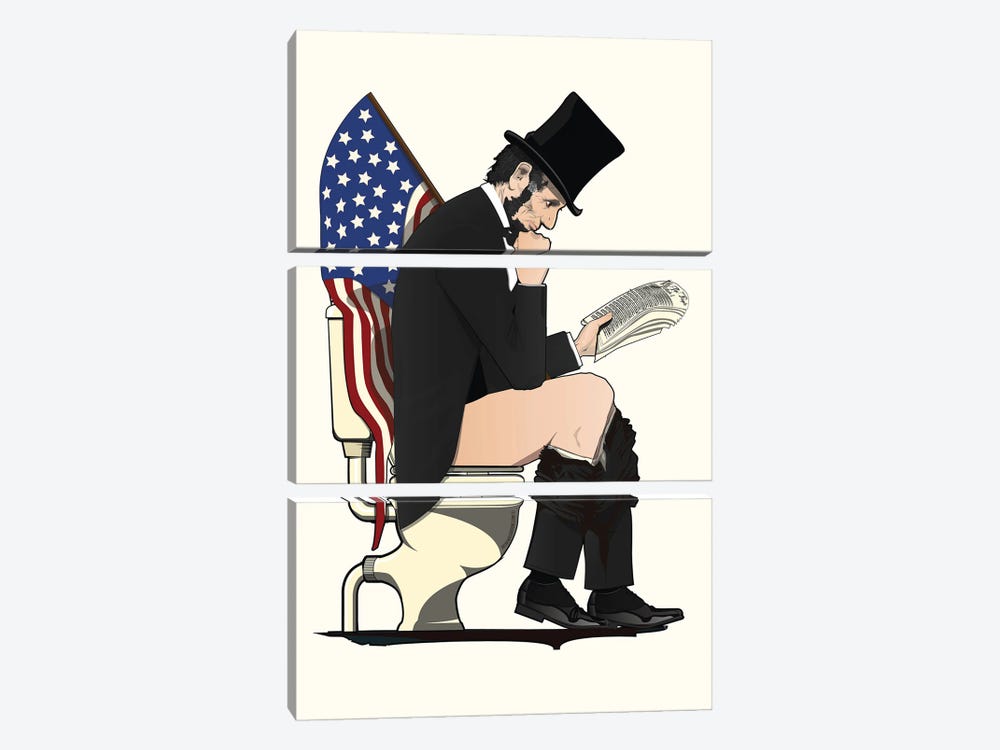Abraham Lincoln On The Toilet by WyattDesign 3-piece Art Print